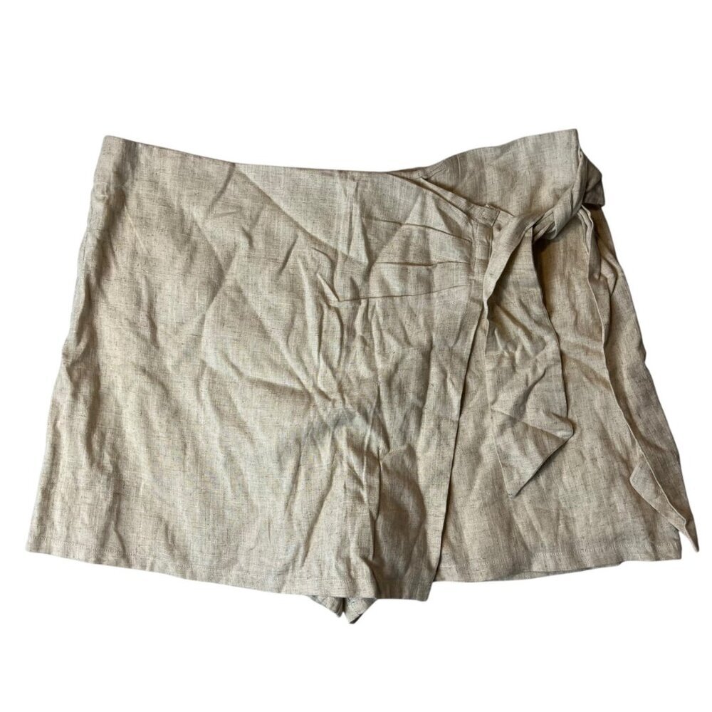 Pink Lily Women's 2XL Linen Blend Skort Beige Tan Coastal Summer Beachy Casual‎